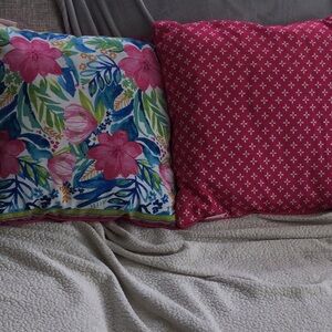Floral & Pink Reversible Decorative Throw Pillows